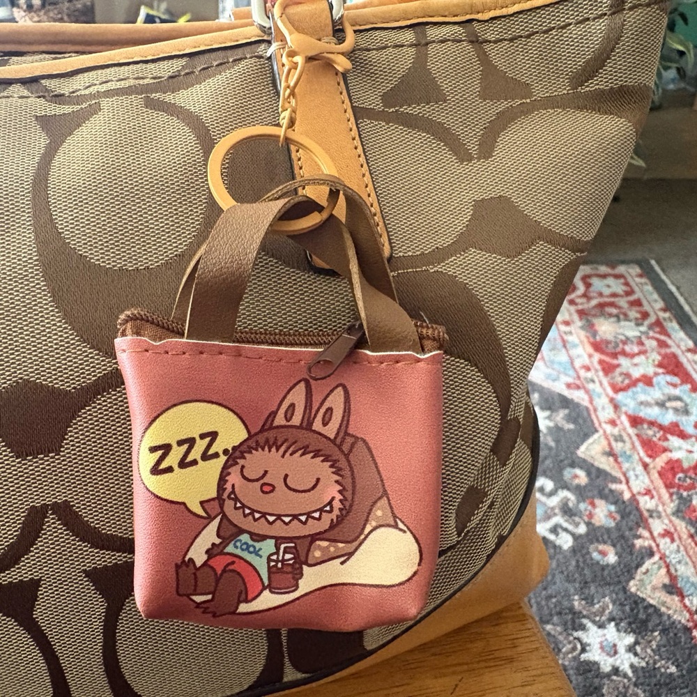 Labubu Brown & Pink Cartoon Sleepy Character Key chain